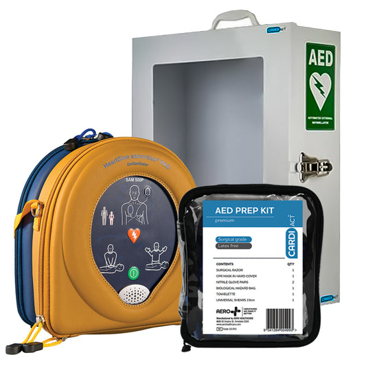 HeartSine Defibrillator (AED) 500P with Case, Cabinet and Prep Kit